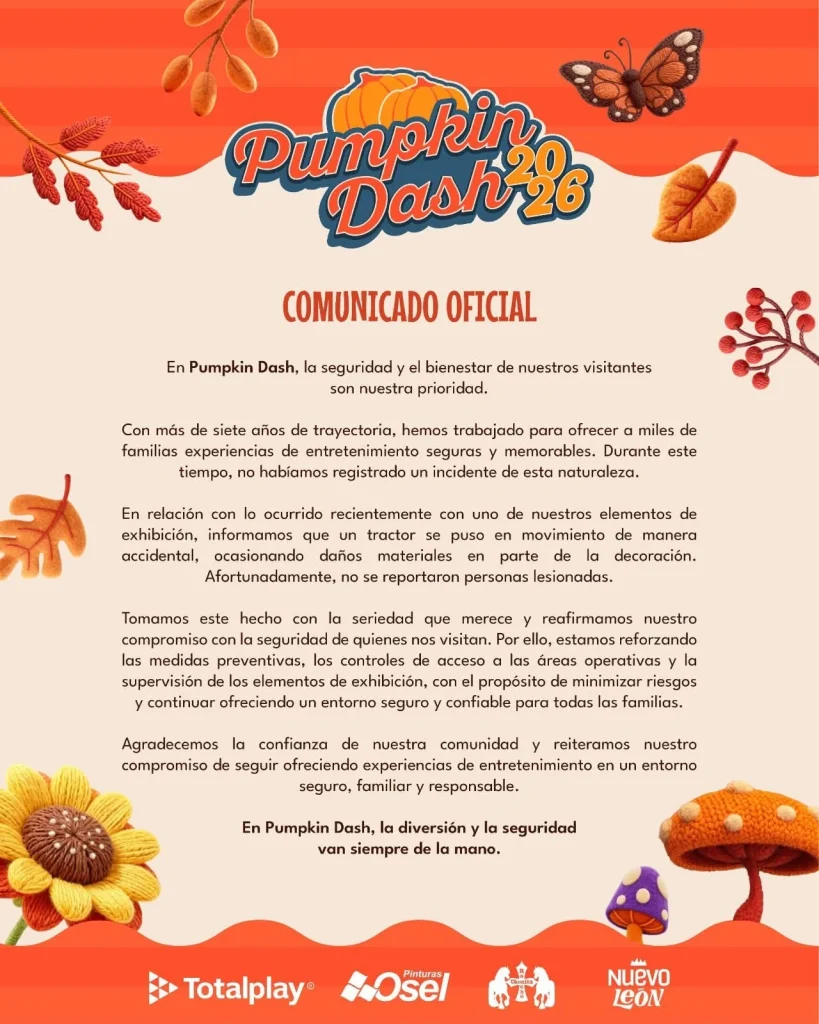 Mujer causa daños con tractor en parque Pumpkin Dash de Monterrey 1 Pumpkin Dash de Monterrey.