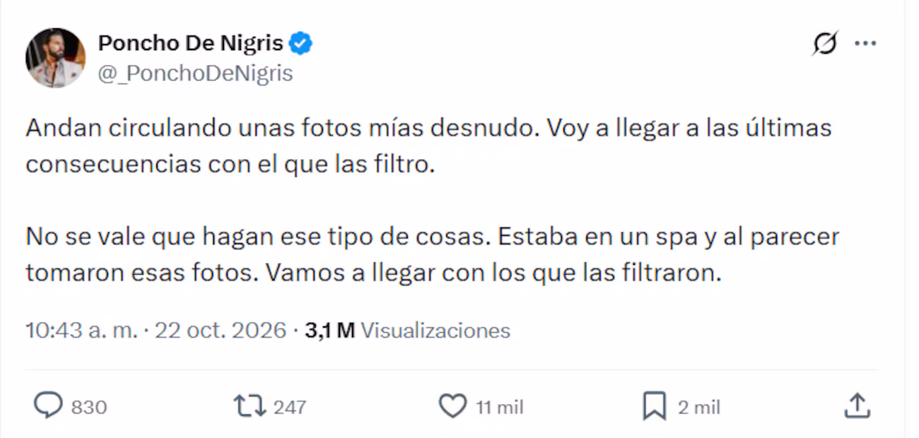 Poncho de Nigris denuncia filtración de fotos íntimas 1 CITFSKF7OZHLTHA4A6ESI5S4SA