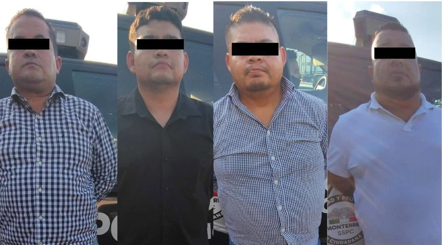detenidos-vehiculo-montachoques los presuntos montachoques asegurado por la Policía de Monterrey.
