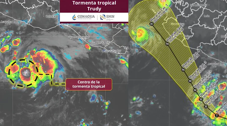 huracan-simon-tormenta-trudy Trayectoria del huracán Simon y la tormenta tropical Trudy en costas mexicanas