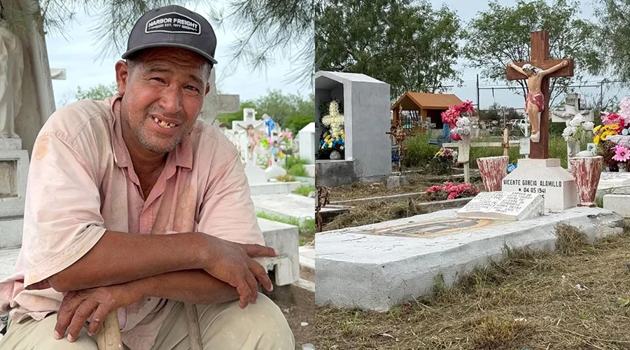 limpieza-de-tumbas-delfino Delfino trabajando en la limpieza de tumbas en el panteón Sagrado Corazón de Reynosa