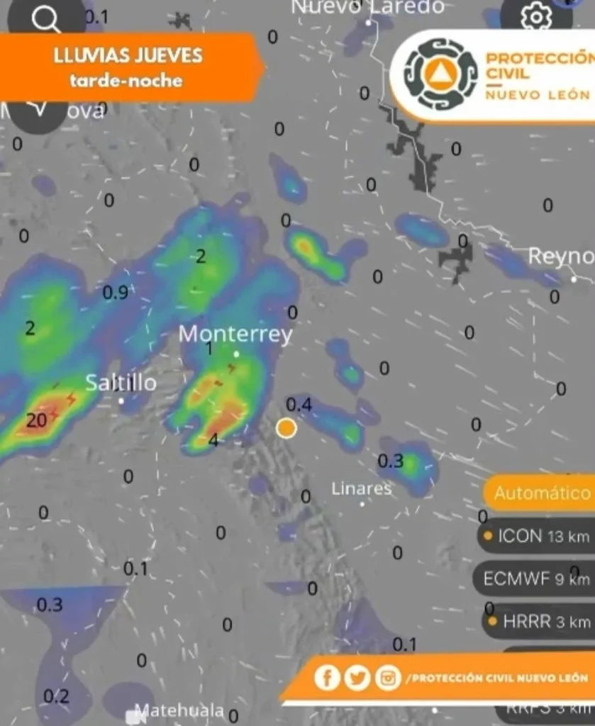 Más lluvias en NL: Se incrementa probabilidad 1 mas lluvias NL 2
