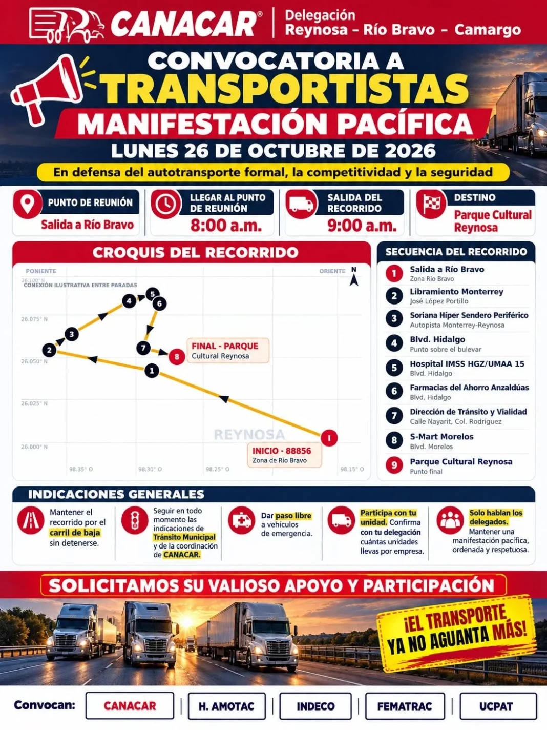 paro-de-labores-transporte-carga-reynosa Paro de labores y manifestación pacífica del transporte de carga en Reynosa.