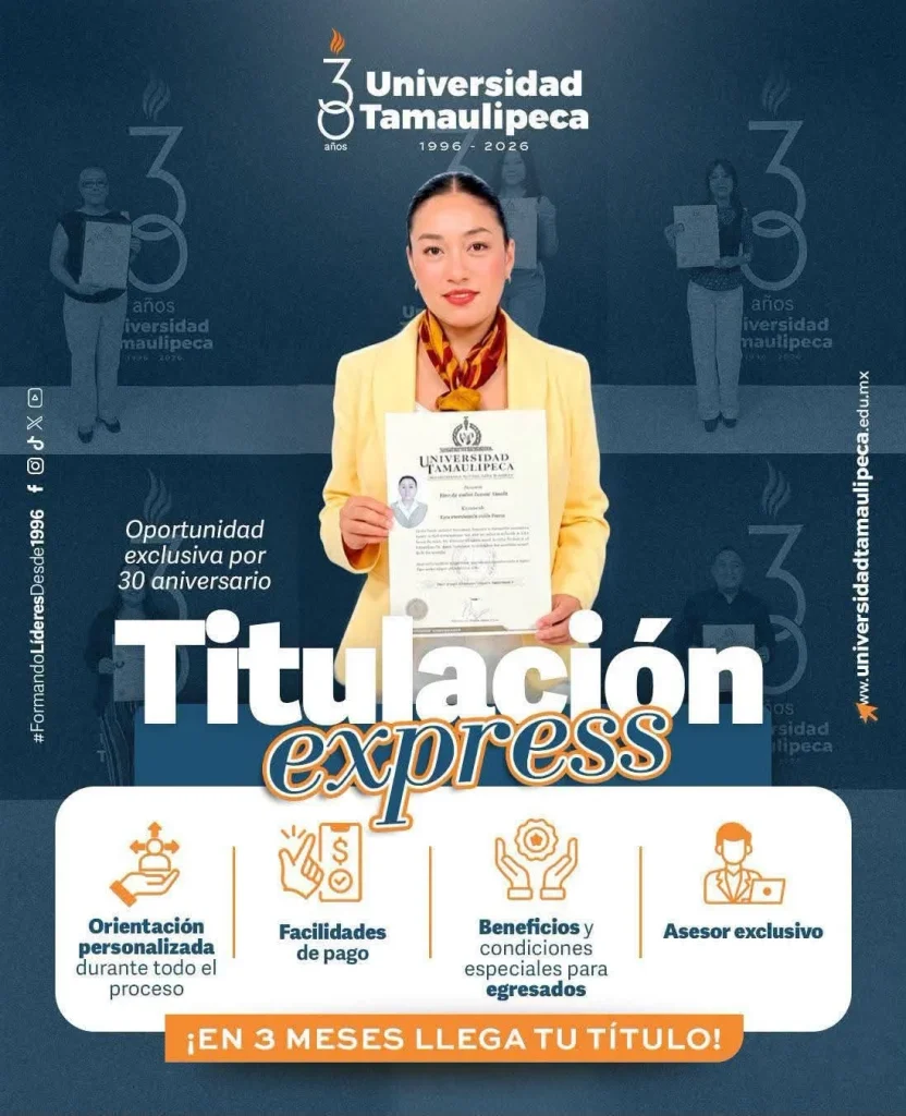 Ofrece UT programa de titulación exprés para egresados rezagados 1 Directivos de la Universidad Tamaulipeca presentan el programa de titulación exprés.