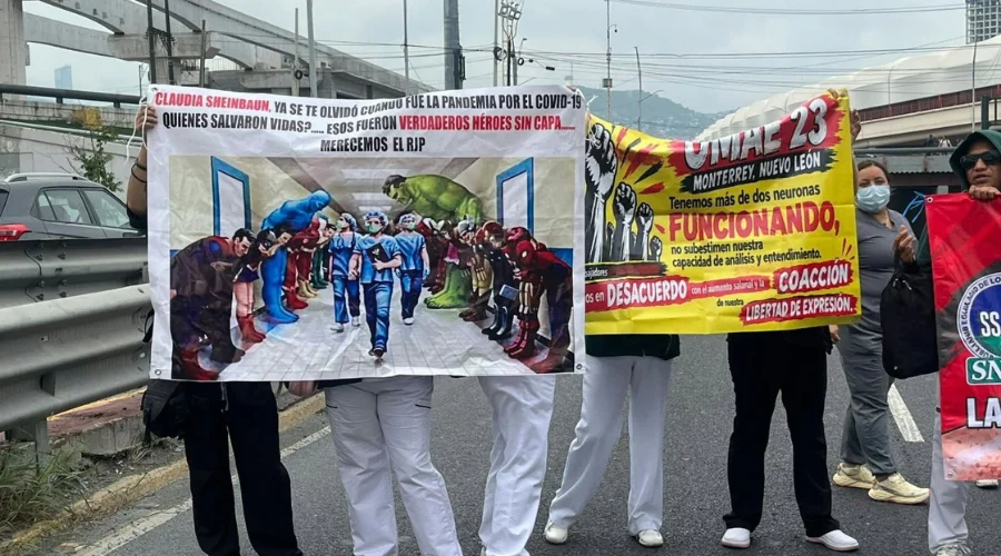 trabajadores-del-imss-protestas-nl-01 Trabajadores del IMSS mantuvieron sus protestas en Nuevo León y ampliaron las manifestaciones a distintas avenidas de Monterrey